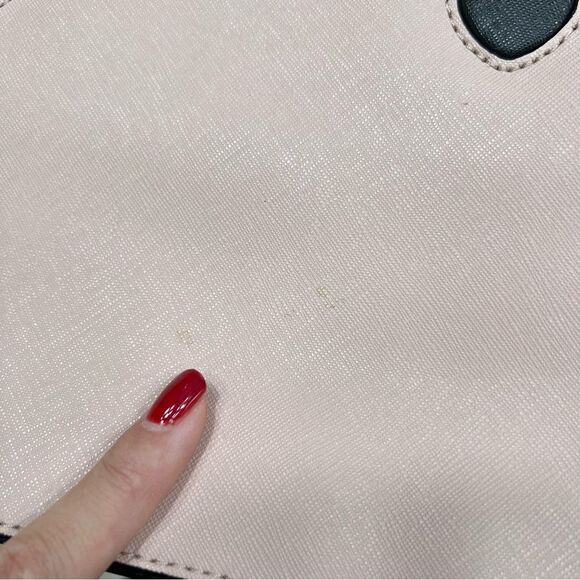 Kate Spade Laurel Way Reese Saffiano Leather Blush Pink Black Crossbody - Picture 14 of 16